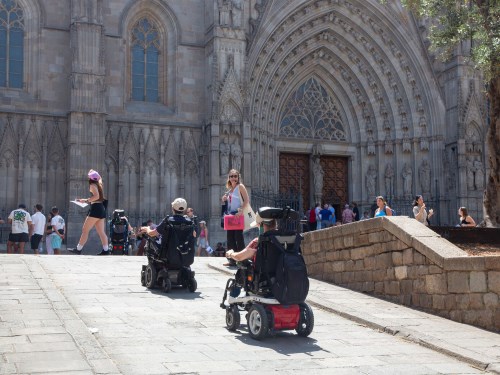 grup en cadira de rodes davant de la Catedral